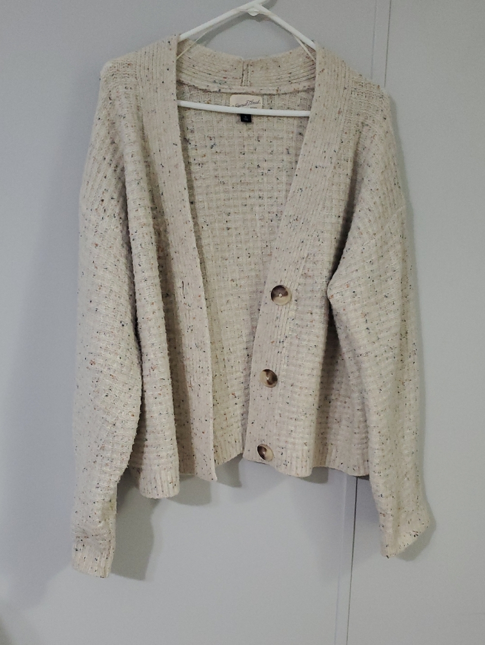Universal Thread Cream Speckled Button-Up Cardigan